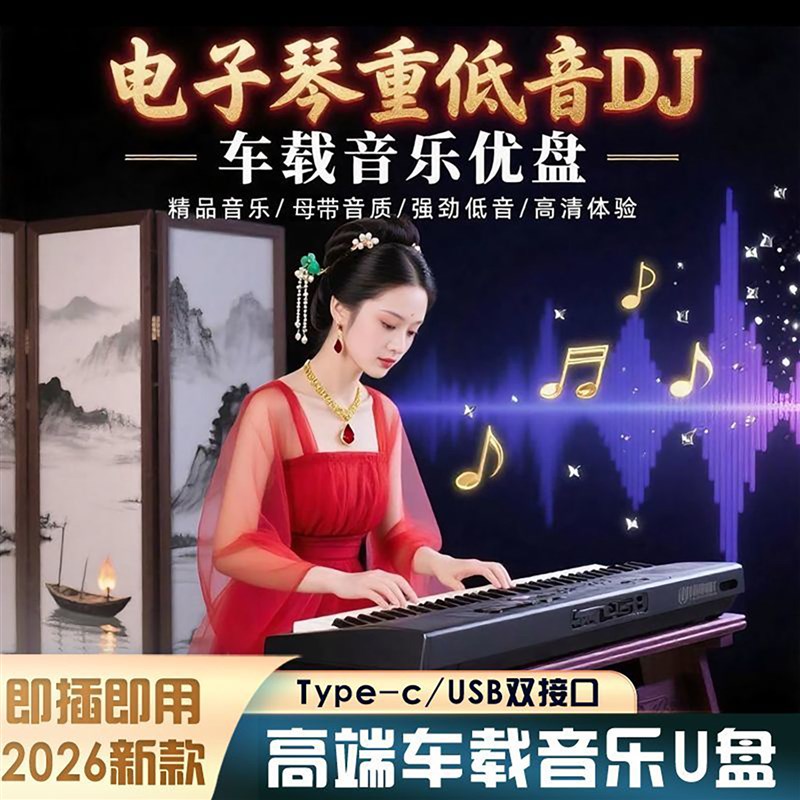 泽恩电子琴纯音乐车载音乐U盘2026新款汽车无损高音质DJ歌曲优盘