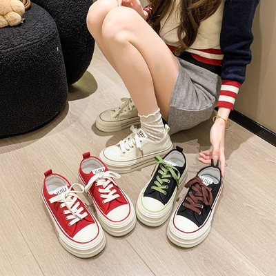 厚底百搭帆布鞋女2025新款秋款女款爆款软底防滑轻便不累脚板鞋