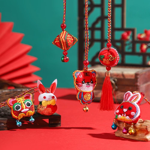 Кролик, детская подвеска, мешочек, с вышивкой, тигр