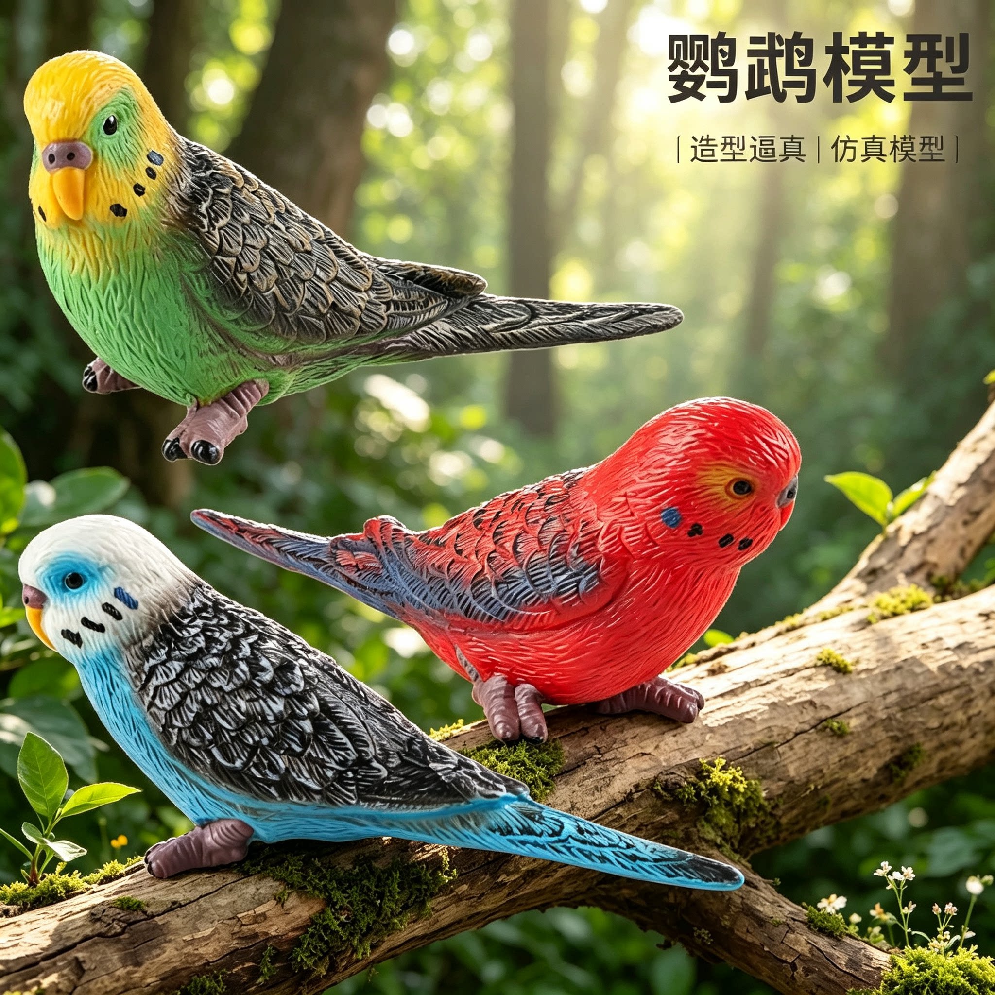 仿真动物模型实心鹦鹉飞禽鸟类儿童认知动物玩具家居摆件礼品早教