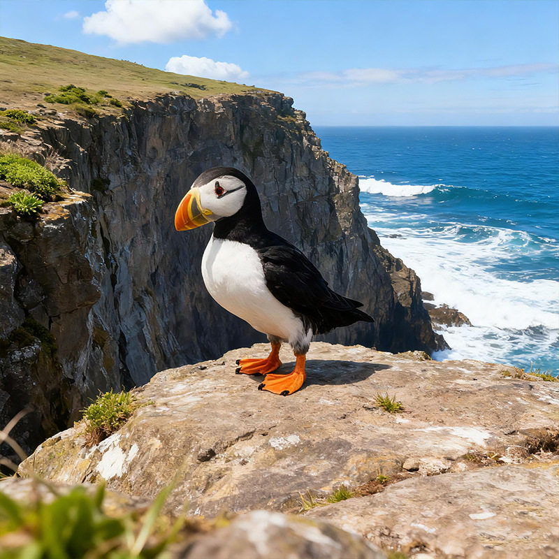认知仿真鸟类野生实心动物模型北极海鹦儿童玩具桌面盆栽摆件礼物