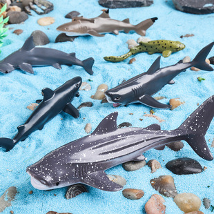 仿真海洋生物玩具套装实心巨齿鲨鲸鲨蓝鲨锤头鲨儿童认知动物模型