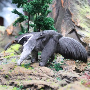 儿童蒙氏教具仿真野生动物模型背崽食蚁兽大食蚁兽哺乳动物玩具