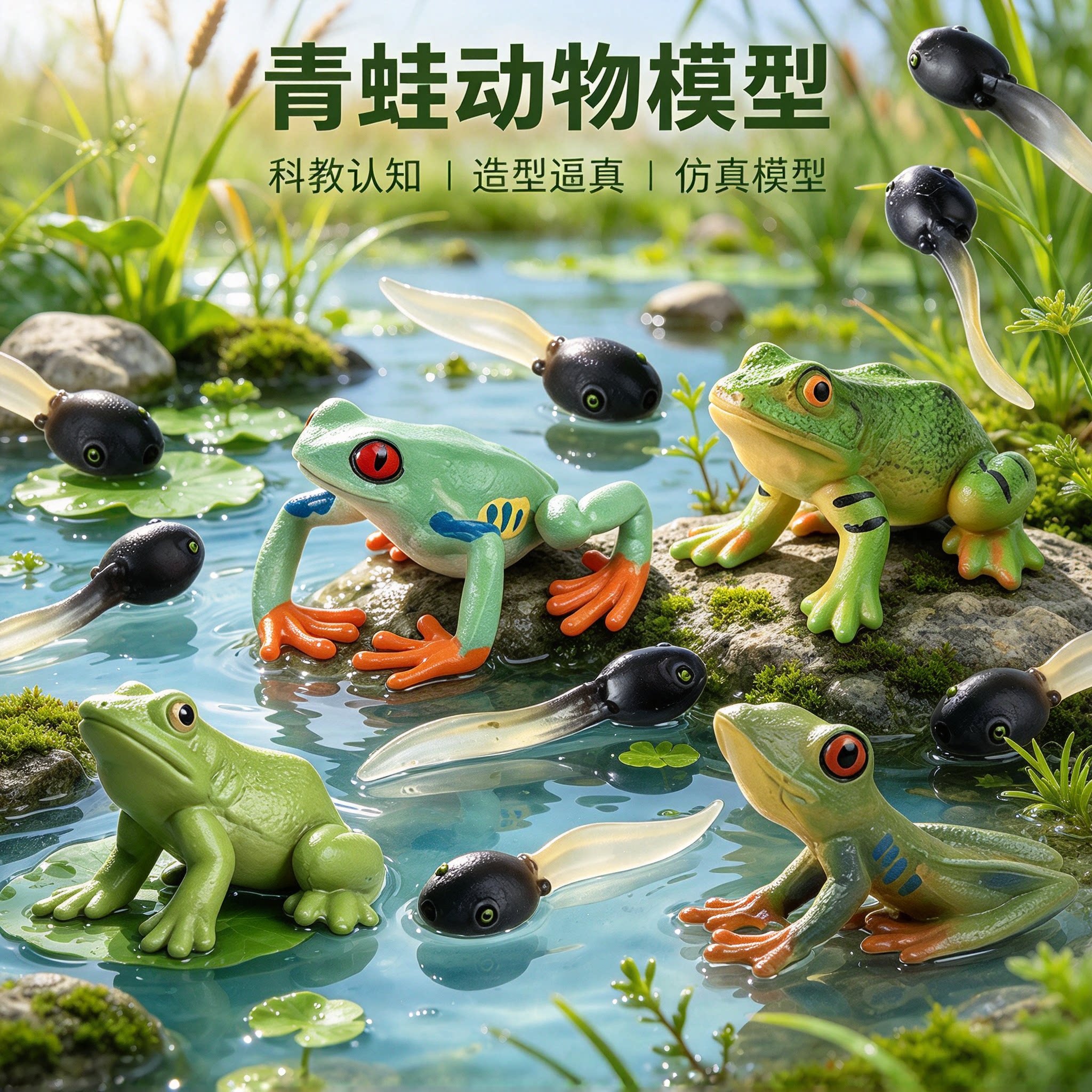 仿真小蝌蚪找妈妈玩具模型两栖动物青蛙成长周期儿童认知教具礼物
