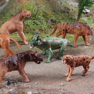 仿真迷你动物剑齿虎尤因它兽冠鳄兽史前生物冰河世纪巨兽模型玩具