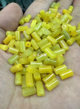 翡翠巴山翠冰黄色5x9mm直桶珠散珠直筒珠diy玉石配饰手链批发