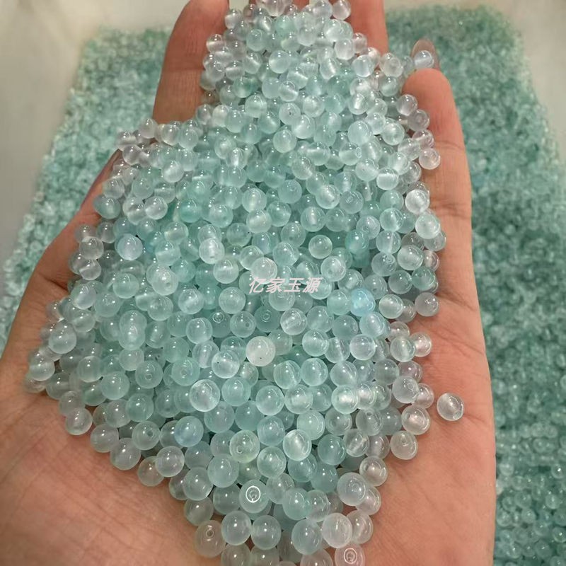 翡翠巴山4mm冰晴绿冰透天青冻圆珠隔珠隔片DIY配件饰品玉石散珠