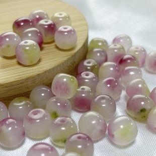 冰种水蜜桃色玉髓桃花玉老型珠散珠diy手工水晶串珠饰品手链项链