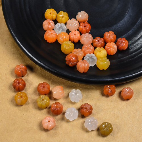 天然金丝玉南瓜珠散珠单颗