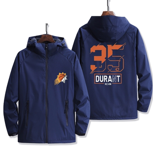 太阳队杜兰特周边冲锋衣男35号篮球运动加绒外套青少年宽松衣服潮