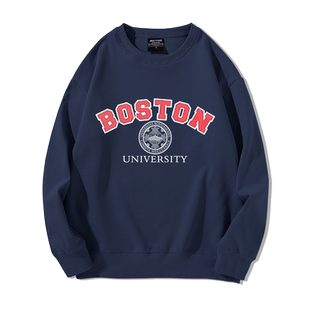 Boston University 波士顿大学圆领卫衣男女校服学生字母印花衣服