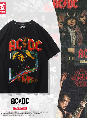 ACDC乐队周边短袖男女t恤衫夏季新款纯棉复古欧美vintage摇滚潮流