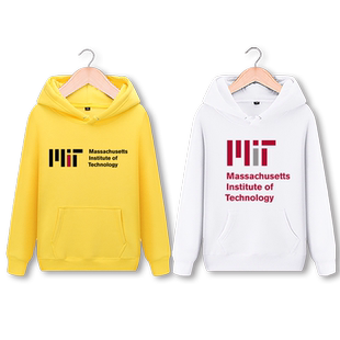 秋冬美国大学麻省理工学院MIT连帽外套加绒抓绒宽松帽衫校服卫衣