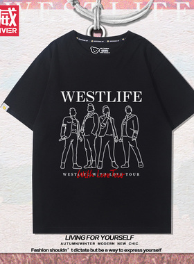 Westlife西城男孩流行乐队周边短袖男女2024新款纯棉美式潮流T恤