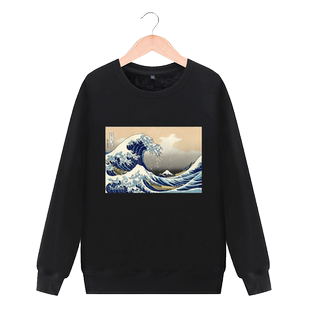 神奈川冲浪里T恤 浮世绘上衣海浪男装日系复古和风卫衣外套衣服