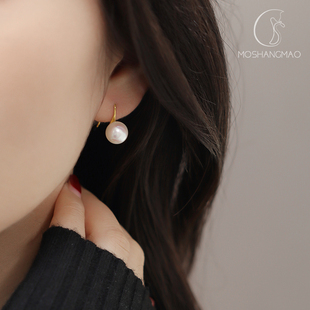 陌上猫纯银珍珠耳钉女明星同款轻奢欧美高级感耳环2022年新款耳饰