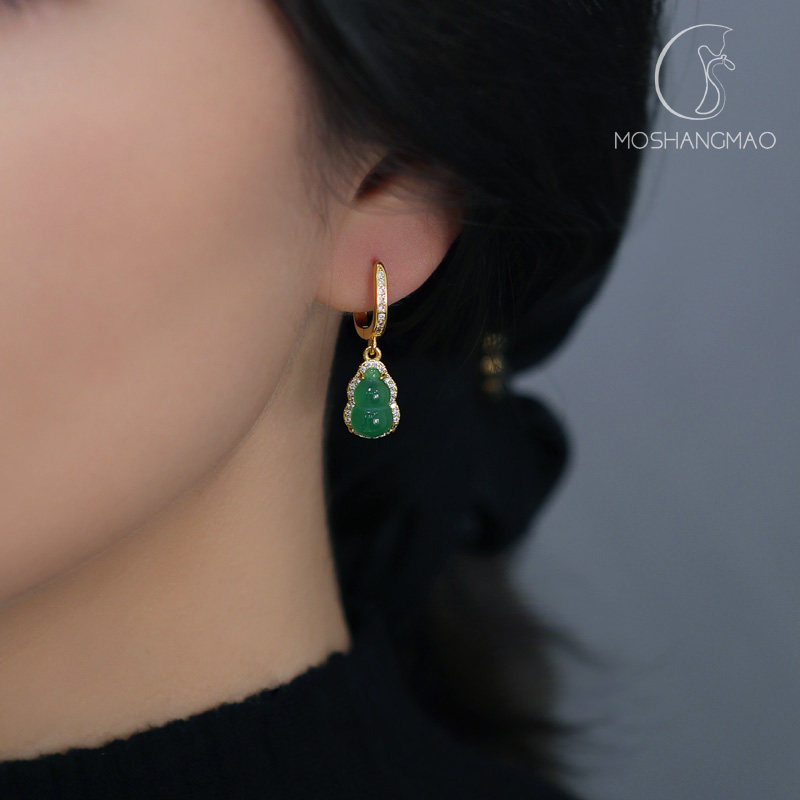 天然翡翠耳扣新中式耳环轻奢高级感气质耳饰纯银耳钉2024新款爆款,饰品/流行首饰/时尚饰品新,耳环,淘宝优惠券,粉丝福利购,淘宝优惠卷