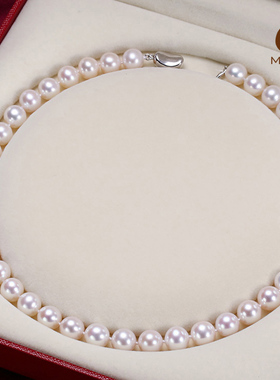陌上猫原创强光泽白色正圆珍珠项链送妈妈婆婆时尚项圈母亲节礼物