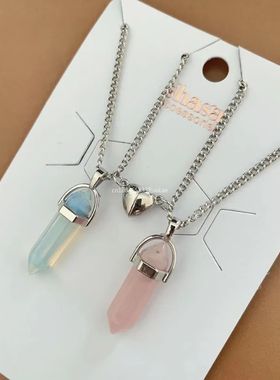 Fashion Couple Matching Necklace Colorful Geometric Hexagon