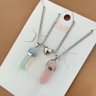 Fashion Couple Matching Necklace Colorful Geometric Hexagon