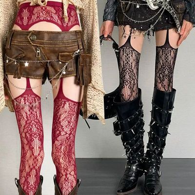 Lolita Sweet Girls Punk Style Floral Tights Colorful Thigh H