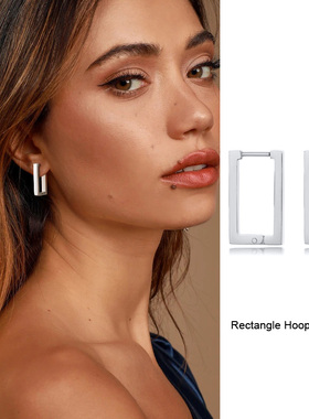 Minimalist Square Hoop Earring for Women Girls Ear Huggie Re