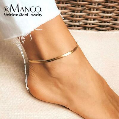 eManco 4MM Snake Chain Anklet Womens/Girls Beach Chain Stain