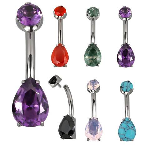 ASTM F136 Titanium PIERC Pear Shape Belly Button Ring Navel