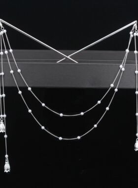 Double Chain Hair Fork Pearl Tassel Hair Stick Nunchaku Hair