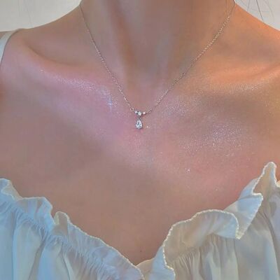 Trendy Water Drop Pendant Necklace Clavicle Chain Women Simp