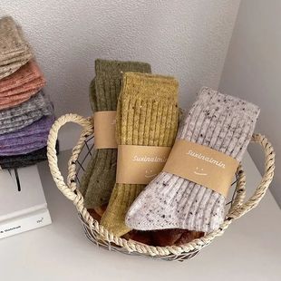 Women Socks Wool Cashmere Thick Warm Winter Long Socks Japan