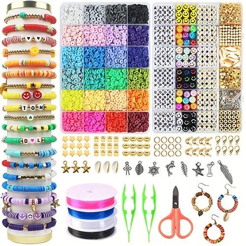 2 Box 24 Rainbow Color Clay Beads Bracelet Making Kit for Je