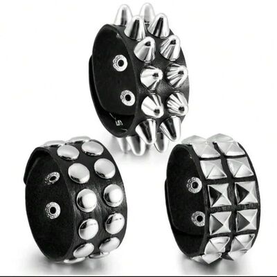 3PCS/Set Goth Square Round Bracelets For Men Women Punk Goth