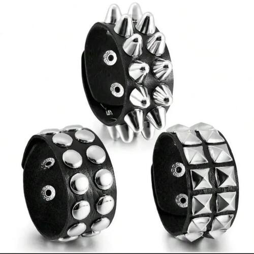 3PCS/Set Goth Square Round Bracelets For Men Women Punk Goth
