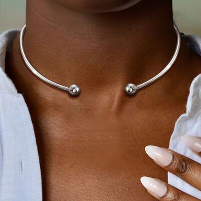 Stainless Steel Solid Ball Necklace for Women Punk Silver Co