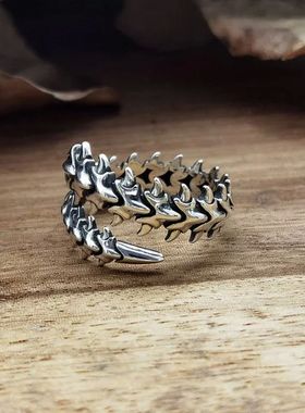 Vintage Gothic Keel Spine Rings For Women Men Antique Silver