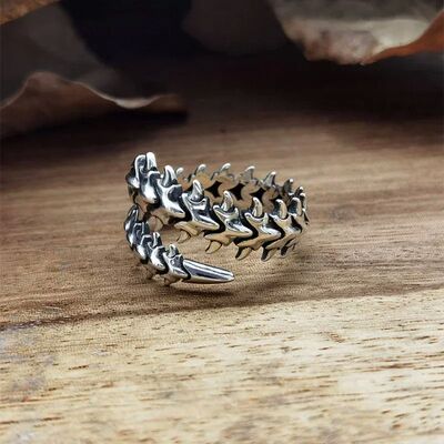 Vintage Gothic Keel Spine Rings For Women Men Antique Silver