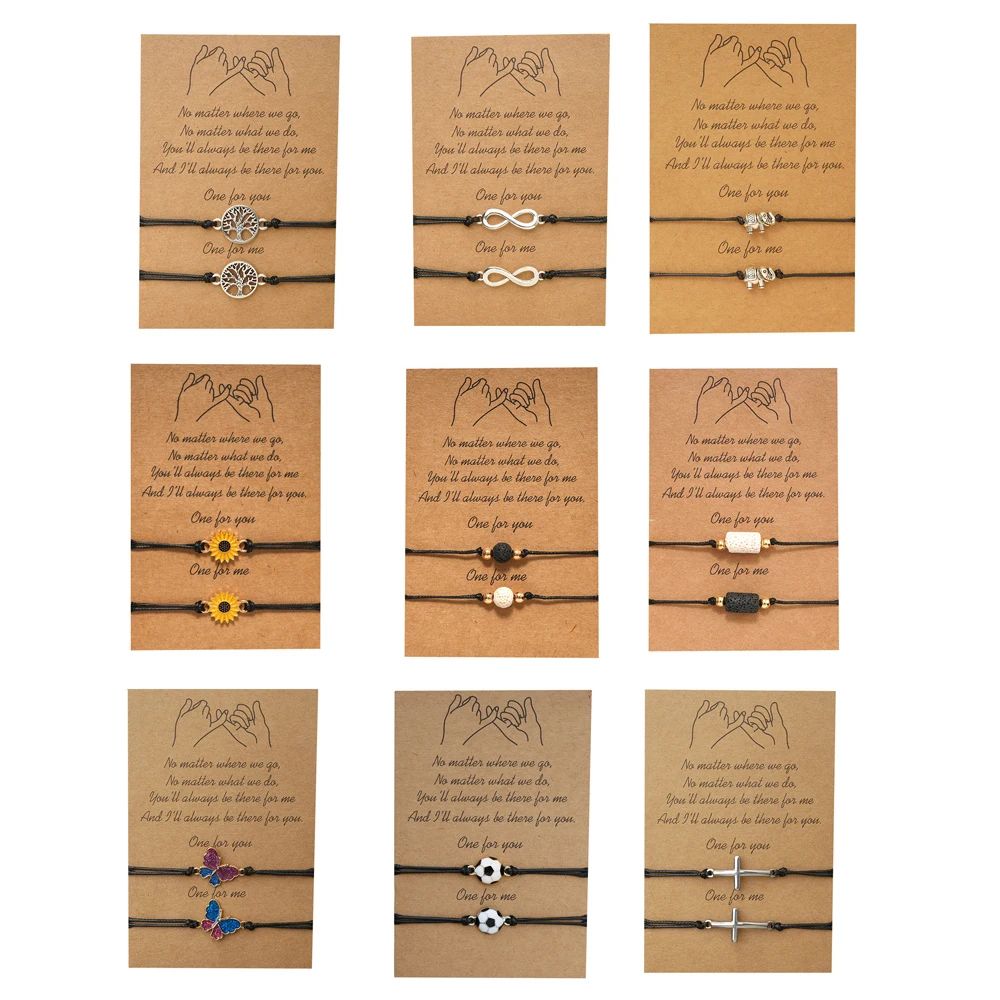 Boho DIY Charm Bracelet For Friendship Couples 2pcs/set Volc