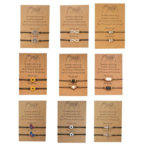 Boho DIY Charm Bracelet For Friendship Couples 2pcs/set Volc