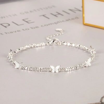 925 Butterfly Bracelet for Girl Bead String Design Insect Fa