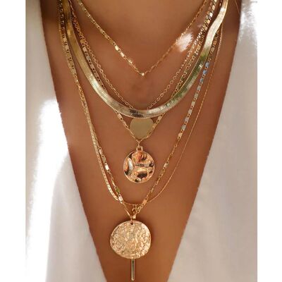 Vintage Gold Color Multiple Styles Necklace For Women Trendy