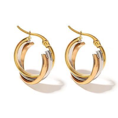 ndy Stainless Steel U-shaped Twisted Hoop Earrings for Women