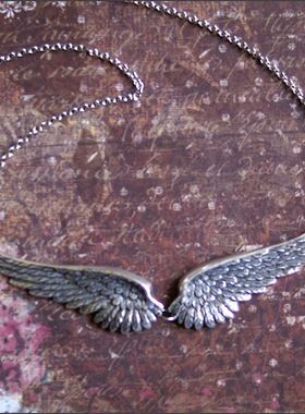 Vintage Angel Wings Feather Choker Big Pendant Aesthetic Lin