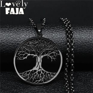 Life Chain Stainless Necklace Steel Women Black Men for