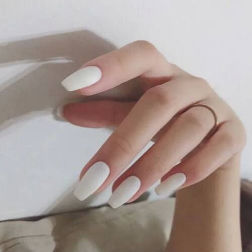 24Pcs/Set Press on Nails Women Maincure Tools Matte White Fr