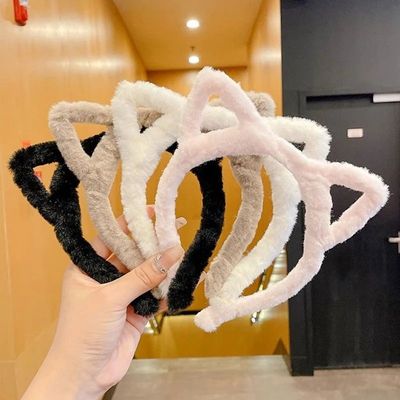 1pc hollow cat ears hairband girl heart hairpin cute plush h