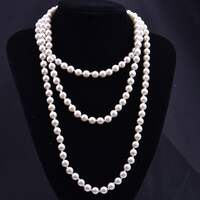 8mm Glass Imitation Pearl Knot Necklace 1 Meter 5 Long Sweat thumbnail 4