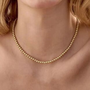 Gold Necklac Fashion Steel Beaded Pearl Ball Stainless Color