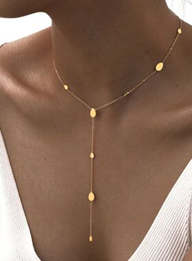 Heart Drop Lariat Chain Necklace For Women, Y Shape Long Cha