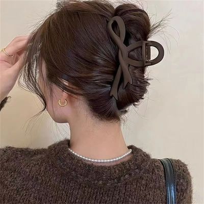 13CM Matte Hair Clips Vintage Ribbon Bow Hair Claws Crab Hea